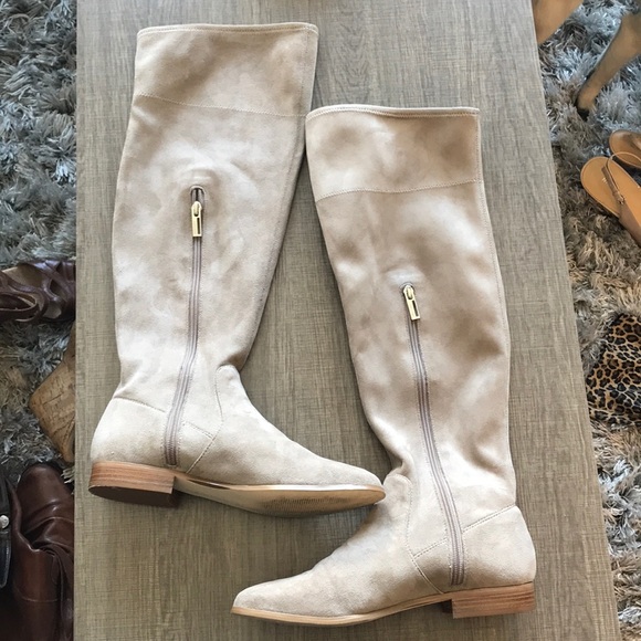 Calvin Klein Tan Suede Over the Knee boots - Picture 2 of 5
